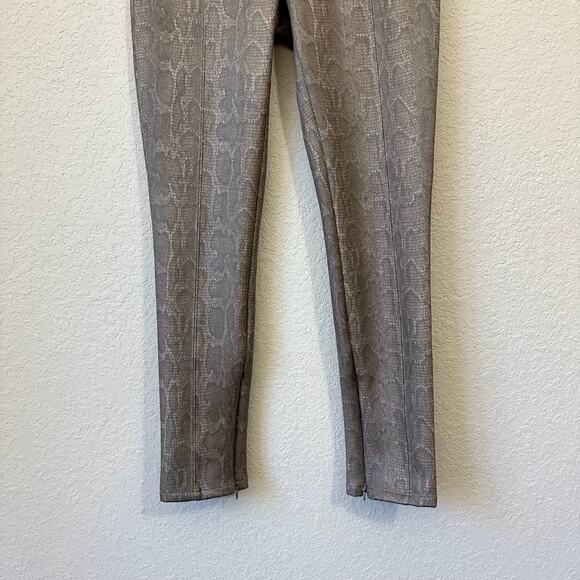 ANTHROPOLOGIE Pants Taupe Snakeskin Animal Pull On Ankle Zip Skinny - Picture 5 of 14